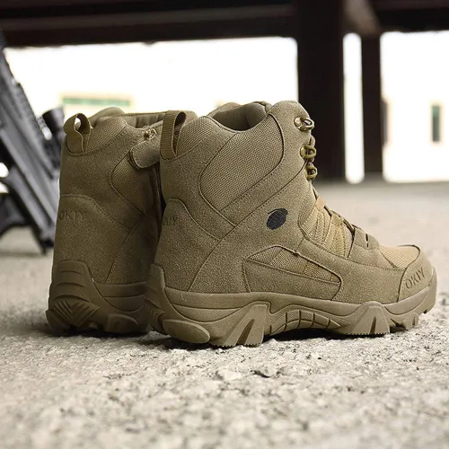 Vista 6 de Bitiger - Botas militares para hombre con cierre lateral de velcro, botas tácticas sport para montañismo, senderismo y combate