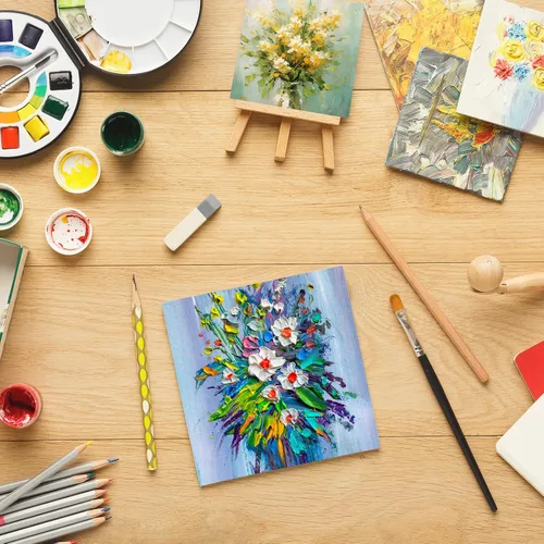 Vista 6 de ESRICH Mini lienzos para pintar, lienzo de 4 x 4 pulgadas a granel, paquete de 72 paneles de lienzo pequeños, lienzo de pintura de algodón