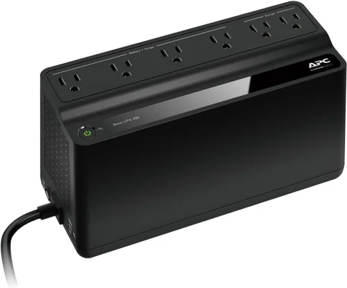 Vista 2 de APC Protector contra sobretensiones de respaldo de batería de UPS, fuente de alimentación de batería de respaldo de 425VA, BE425M, color negro