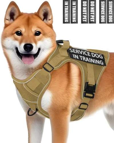 Vista 25 de Chaleco de perro de servicio para perros medianos, arnés de perro de servicio en entrenamiento con parches, chaleco ajustable para perros