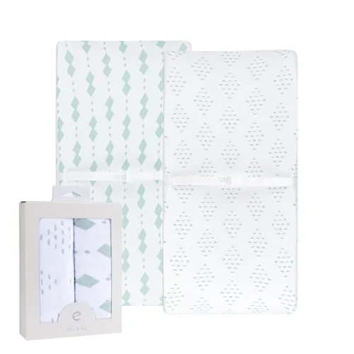 Vista 10 de Ely's & Co - Juego de fundas para cambiador, 2 unidades, 100% algodón de jersey, rayas y puntos abstractos en blanco y negro