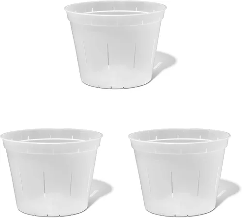 Vista 3 de rePotme Macetas transparentes ranuradas de 10 pulgadas, paquete de 3 (zafiro azul)