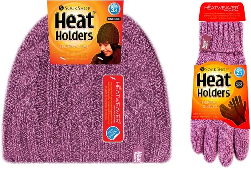 Vista 4 de HEAT HOLDERS - Conjunto de gorro y guantes térmicos de invierno para mujer con aislamiento polar para exteriores
