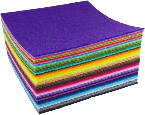 Vista 4 de flic-flac 44 hojas de tela de fieltro de colores surtidos de 6 x 6 pulgadas (5.9 x 5.9 in), diseño de retazos, costura de bricolaje, manualidades