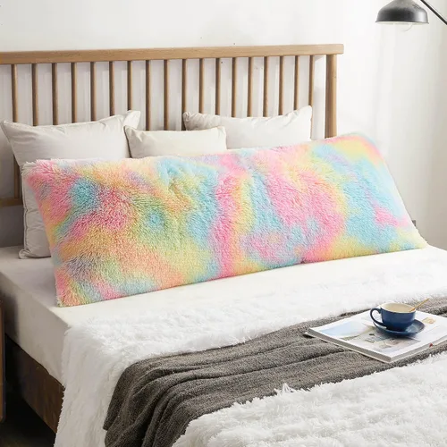 Vista 14 de XeGe Funda de Almohada Corporal de Felpa Suave, 20x54 Funda de Almohada Corporal Grande y Esponjosa, Boho de Piel Sintética Difusa Funda de Almohada