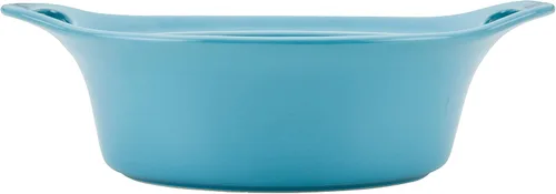 Vista 10 de Rachael Ray Solid Glaze Ceramics - Juego de utensilios para hornear/panadería con tapa compartida, 3 piezas, azul agave