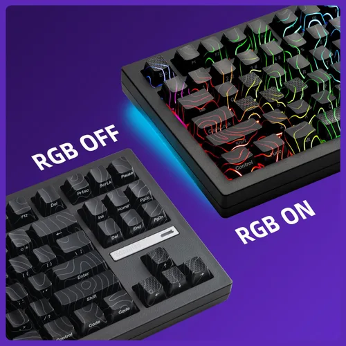 Vista 8 de ZORNHER ZH870 Teclado mecánico inalámbrico para juegos, 80% negro personalizado teclado de sonido cremoso con teclas topográficas negras iluminadas