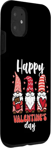 Vista 3 de Funda para iPhone 11 con diseño de gnomos para el día de San Valentín para mujeres y niñas