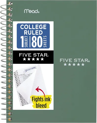 Vista 15 de Five Star - Cuaderno de espiral, 1 materia, papel con líneas universitarias, tamaño personal, 4-3/8" x 7", 80 hojas, combate el sangrado de tinta