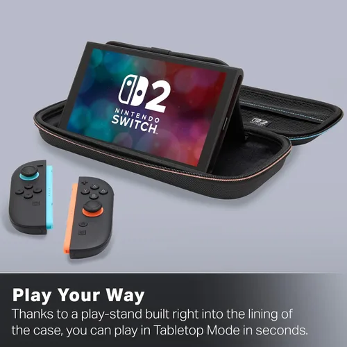 Vista 6 de PowerA Funda protectora para Nintendo Switch 2, color negro, con licencia oficial, almacenamiento protector, capacidad para hasta 9 tarjetas