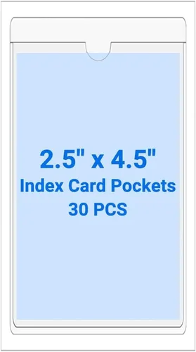 Vista 95 de 30 PCS Clear Self Adhesive Plastic Label Pockets, Top Loading Business & Library Index Card Holders, Peel and Stick Sleeves for Storage Bins, Totes