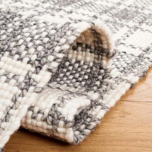 Vista 6 de SAFAVIEH Natura Collection - Alfombra de pasillo, 2 pies 3 pulgadas x 7 pies, gris y marfil, hecha a mano, lana con flecos, ideal para zonas de alto