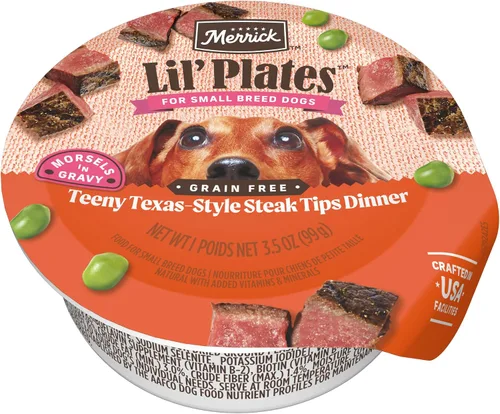 Vista 12 de Merrick Lil' Plates - Alimento húmedo sin cereales para perros pequeños, receta Petite Pot Pie, 12 envases de 3.5 onzas