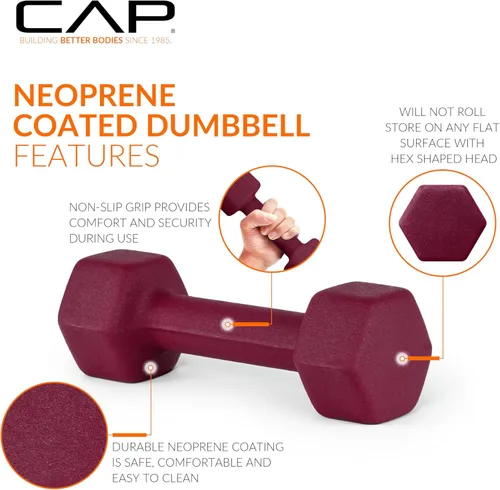 Vista 4 de CAP Barbell Neoprene Dumbbell Weights Pairs & Sets Color Series