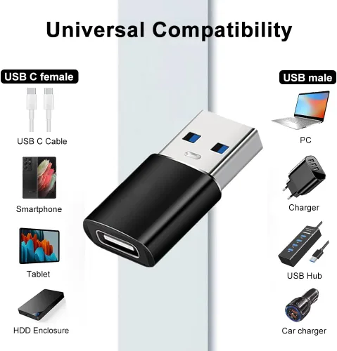 Vista 6 de Paquete de 4 adaptadores USB C, adaptador USB C a USB 3.0 OTG, adaptador micro USB a USB C compatible con MacBook Pro, iPhone 17/16/15, iPad