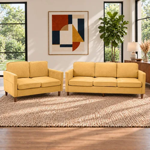 Vista 34 de Kingfun Juego de 2 sillas decorativas, sillas de sala de estar, sillón de lectura de mediados de siglo, felpilla con pie de madera maciza
