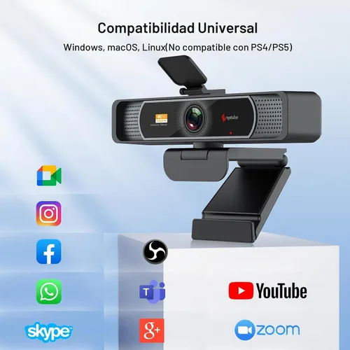 Vista 7 de Angetube Cámara web de gran angular 4K para PC, cámara web