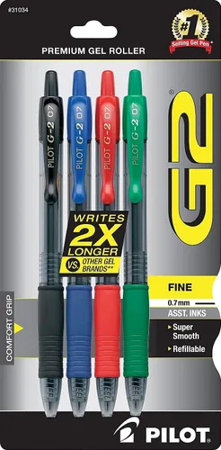 Vista 3 de Pilot G2 - Bolígrafos de gel premium con punta gruesa, bolígrafos de tinta gel, 1 mm, paquete de 4, colores clásicos surtidos - Ideal para escritura