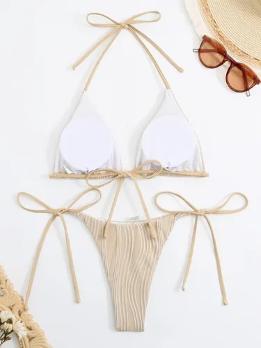 Vista 5 de OYOANGLE Traje de baño sexy de una pieza para mujer, bikini con tiras cruzadas