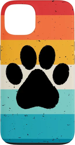 Vista 7 de iPhone 16 Gato Perro Paw Print en estilo retro Vintage Case
