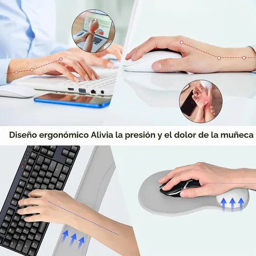 Vista 6 de Soporte de reposo para muñeca para conjunto de alfombrilla de ratón y teclado, posavasos circular, alfombrilla de ratón gaming, conjunto ergonómico
