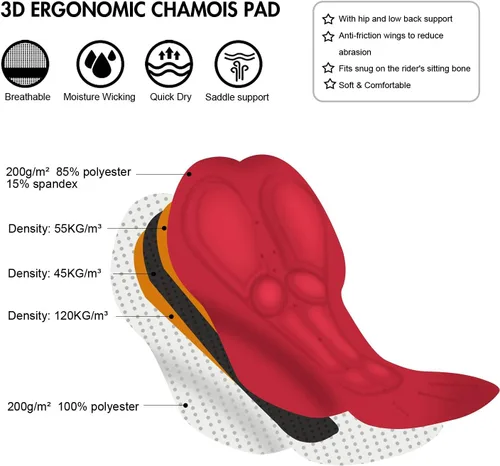 Vista 4 de Qualidyne - Pantalones largos para ciclismo con almohadilla transpirable 3D, excelente rendimiento y mejor ajuste