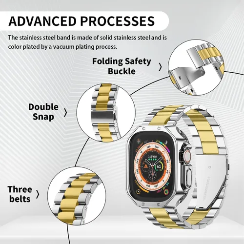 Vista 3 de Compatible With Apple Watch Band and Case Iwatch Ultra Series 11 10 9 8 7 6 5 4 3 2 1 SE 42mm 46mm 49mm 45mm 44mm 41mm 40mm 38mm Men Women Classic