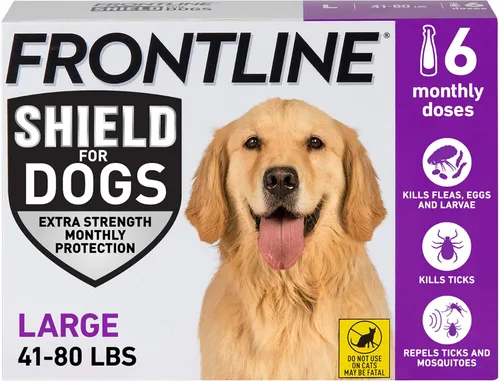 Vista 10 de FRONTLINE Shield - Tratamiento contra pulgas y garrapatas para perros grandes de 41 a 80 libras. Cantidad de 3 Mata pulgas, garrapatas y piojos
