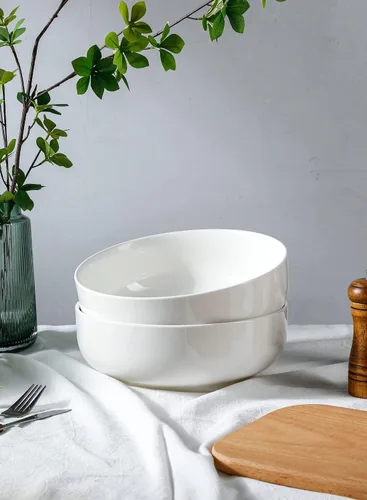 Vista 5 de Onniyor Ensaladeras grandes de porcelana, cuencos grandes de 110 onzas (10 pulgadas), juego de cuencos resistentes para pasta, cuencos para mezclar