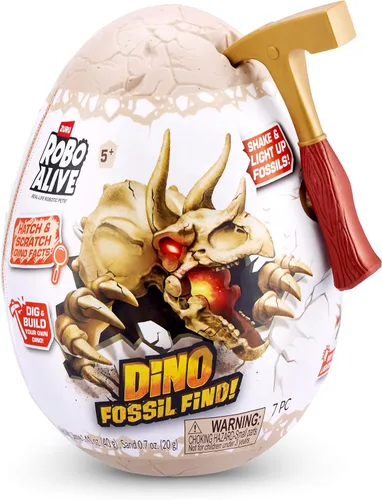 Vista 2 de Robo Alive ZURU - Mini Dino Fossil Find (paquete de 2, gigantoraptor y estegosaurio) para niños de 5 años en adelante, excavar y descubrir, STEM