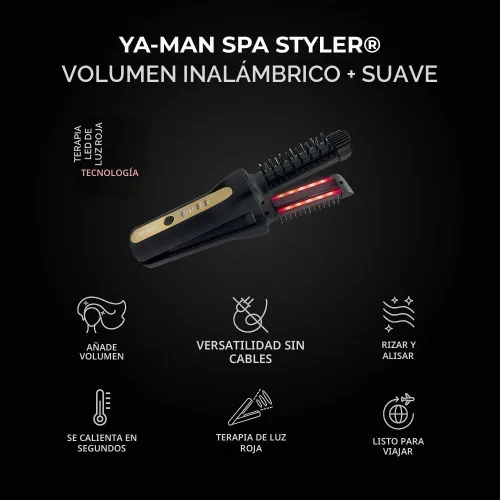 Vista 2 de YA-MAN SPA Styler® Volumen Inalámbrico + Suave - Estilo Inalámbrico, Reimaginado. Cepillo caliente híbrido + plancha plana