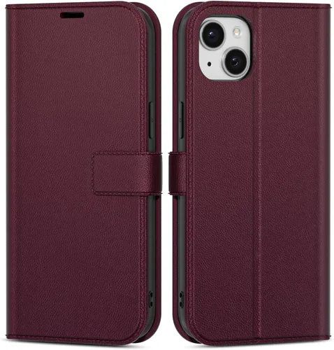 Vista 47 de oakxco Funda tipo cartera para iPhone SE 2022/2020/8/7 con soporte para tarjeta de crédito, funda magnética RFID delgada tipo libro con tapa
