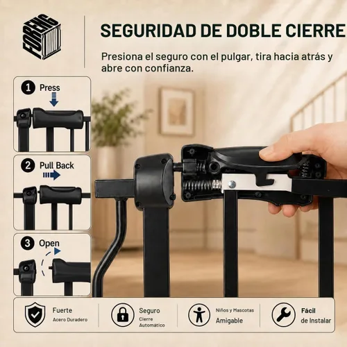 Vista 6 de Puertas de bebé extra anchas para puertas 52.76"-62.20" Puerta de bebé extra ancha Puerta para perros Montada a presión Sin perforación con paso