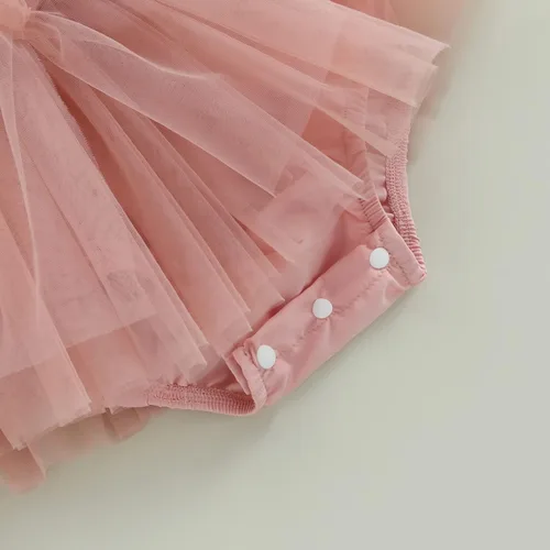 Vista 83 de Sasaerucure Traje de verano para bebé niña, sin mangas, mameluco de encaje tutú, mameluco de una pieza con volantes