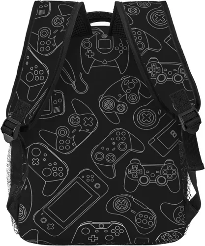 Vista 7 de Fiokroo Controlador de videojuegos con fondo negro, mochila escolar para estudiantes, adolescentes, hombres, mujeres, gadgets de juegos, mochilas