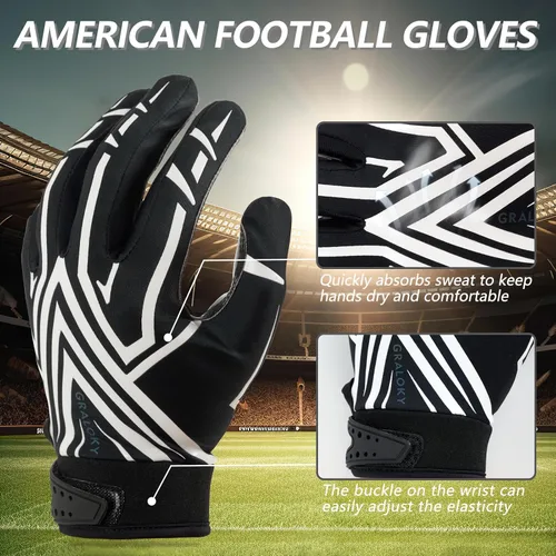 Vista 2 de Guantes de fútbol Graloky para hombres, mujeres y niños, guantes de fútbol juvenil, guantes de palma ultra adhesiva de silicona con agarre pegajoso