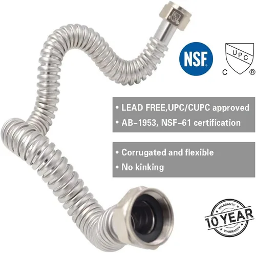 Vista 3 de TT FLEX Conector de calentador de agua corrugado de acero inoxidable flexible para calentador de agua, suavizador de agua, 1 pulgada FIP x 1 pulgada