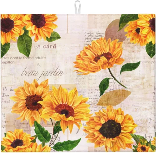 Vista 25 de Tapete de secado de platos personalizado para encimeras de 18 x 16 pulgadas, almohadilla protectora personalizada para escurridor de platos con lazo