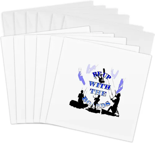 Vista 8 de 3dRose Kitesurf Retro Montage Be Up With The Boards Blue Text 1 Greeting Card with envelope