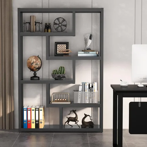 Vista 5 de Tribesigns Way to Origin Estantería Moderna de 6 Estantes, Librero Industrial Etagere, 69 Pulgadas de Alto Almacenamiento y Exhibición Estantes Negro