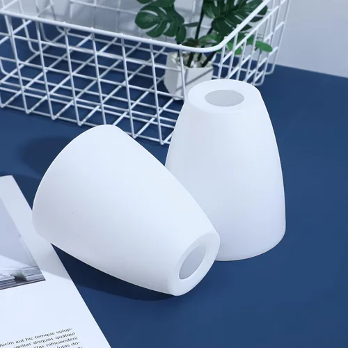 Vista 6 de Uonlytech Pantalla de lámpara de plástico de 7.87 x 3.93 x 4.52 pulgadas, pequeña pantalla esmerilada para mesa de escritorio y lámparas de pie