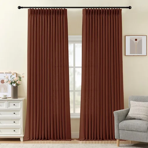 Vista 36 de Cortinas plisadas de lino semitransparentes de 96 pulgadas, filtrado de luz Natural