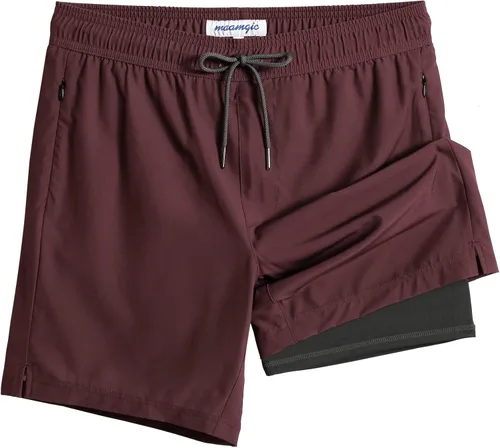 Vista 13 de maamgic Traje de Baño para Hombre 2 en 1, Pantalones Cortos de Natación de 17.8 cm para Hombre, Trajes de Baño, Pantalones Cortos de Tabla