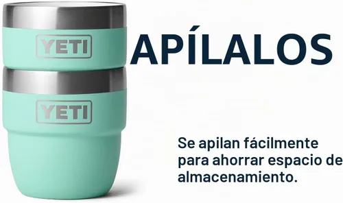 Vista 5 de YETI Rambler - Vaso apilable de 4 onzas, acero inoxidable, taza de café/espresso aislada al vacío, 2 unidades Verde mar