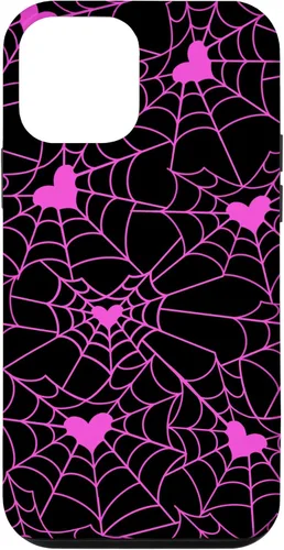 Vista 15 de Carcasa para iPhone 11 con diseño de telaraña, color rosa y negro