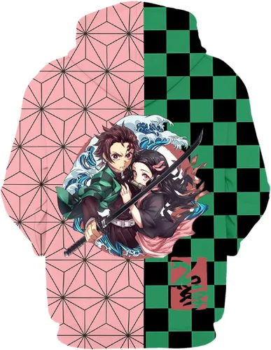 Vista 2 de GOFRVIKOE AdultYouth Hoodie 3d Anime Unisex Fashion Hoodie NezukoTanjiro Sweatshirt