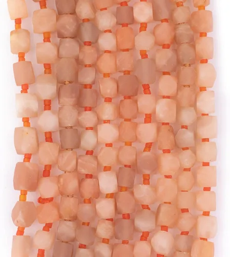 Vista 4 de TheBeadChest - Cuentas de calcita en cubo natural mate sin esquinas de 0.276 in, piedra preciosa facetada naranja Afganistán, agujero grande, 16
