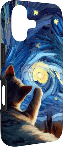 Vista 3 de Whiskers and Starry Nights: Cat in Van Gogh's Painting Case for iPhone 17