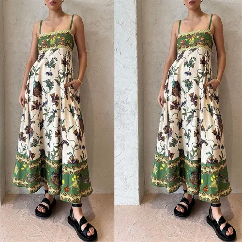 Vista 5 de Vestido de verano sin mangas con estampado de correa de verano 2023 para mujer