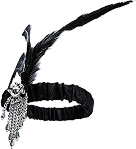 Vista 2 de DRESHOW Juego de accesorios de gran Gatsby de los años 20 para mujer, diadema, guantes, disfraz, Harlem Nights, accesorios